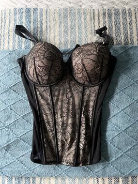 Adore Me Black Lace Longline Bustier